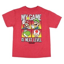Super Mario Boys' My Game Is Next Level Character Boxes Graphic T-Shirt, XS Kids