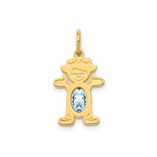 14k Yellow Gold Pendant Aquamarine March Birthstone Motherhood Charm