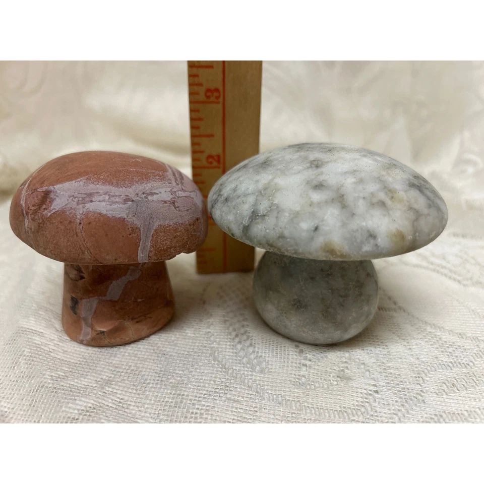 Decoración de setas de piedra, juego de 2, cottagecore, exhibición de jardín de hadas Foto 4 de 4