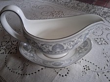 Wedgewood Bone China White Dolphins Gravy Boat and Underplate R4652 USED RARELY!