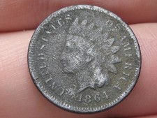 1864 L Indian Head Cent Penny- With L, Pointed Bust, Good/VG Details