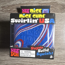 Nee Doh Nice Cube Swirlin' USA Squeeze Ball, Blue/Red/White Rubber 2in