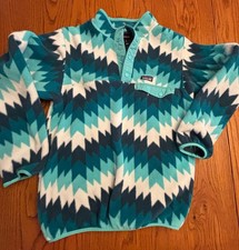 YOUTH GIRLS PATAGONIA SYNCHILLA SNAP XL 14 Green Geometric Jacket Pullover EUC