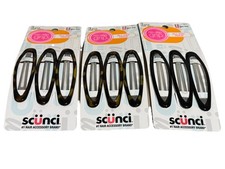 Lot of 3 Scunci Snap Clips 3 pcs 17843 3" No slip Clip Tortoise Shell, Black