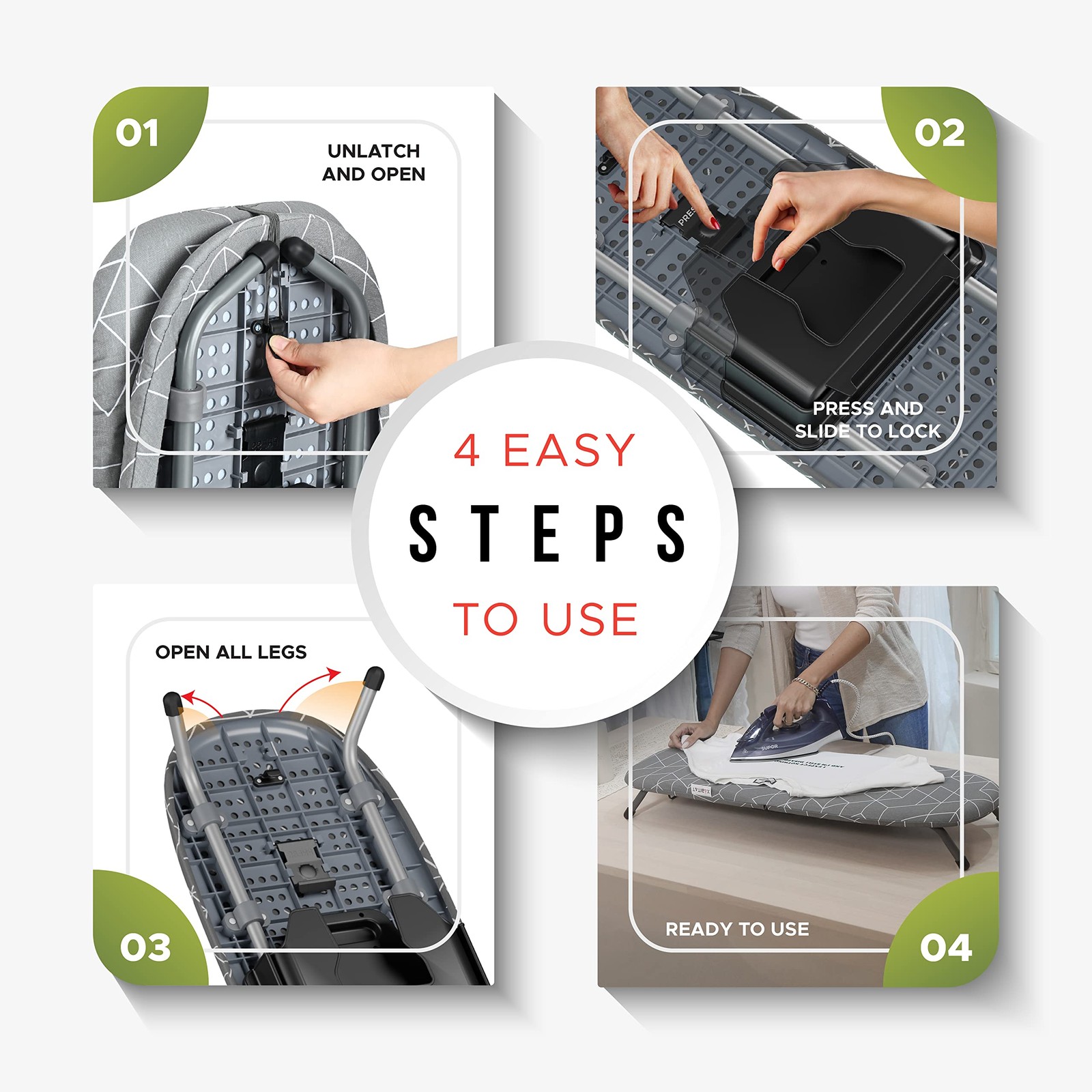 Table Top Ironing Board with Wall Mount, D-Crease, Portable Space Saving Mini...