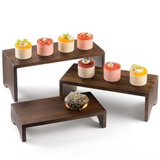 Acacia Wooden 3 Tier Cupcake Stand - Risers for Display Food Buffet and Stands
