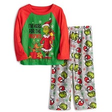 The Grinch Toddler Boys Girls Christmas Jersey Fleece Pajama Set