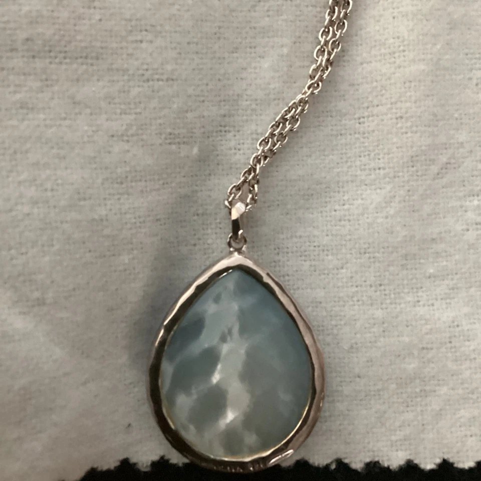 Ippolita 18" País de las Maravillas Azul Roca Caramelo Madreperla .925 Lágrima Collar Foto 4 de 4