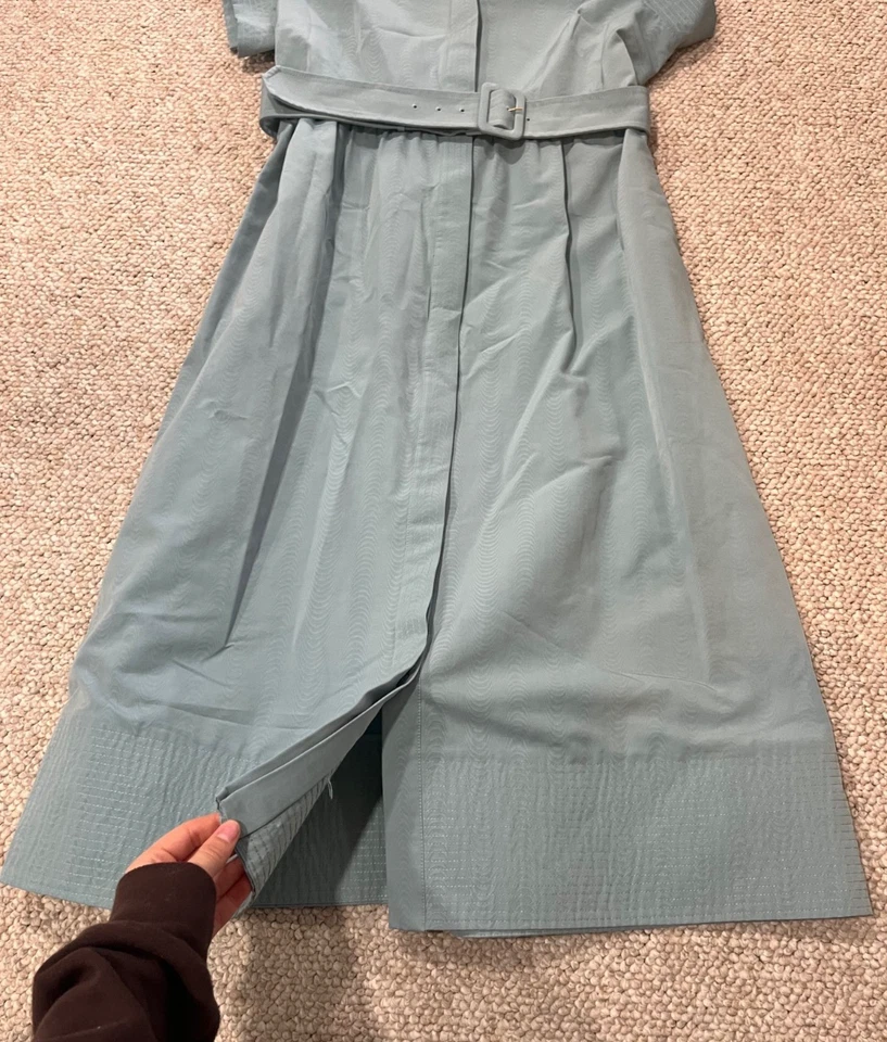 CUTE! Tuckernuck XL Slate Blue Chloe Classic Midi Dress Belted Collared - Image 2 of 4