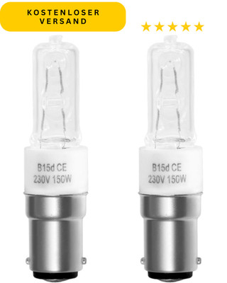 Halogenlampe B15d 150W dimmbar 2 Stück warmweiß Leuchtmittel für Deckenlampe