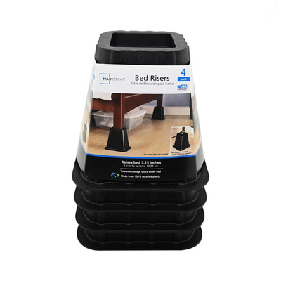 #ad Mainstays Black Plastic Bed Risers 4 Pack Raises Bed for Storage $30.00