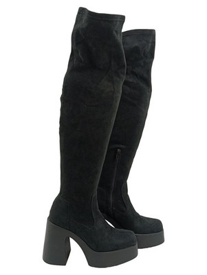 Pull&Bear Overknee Stiefel Plateau Blockabsatz Gr. 36 Schwarz