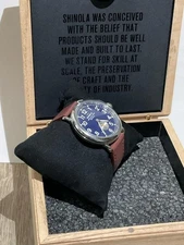 Shinola The Runwell 41mm Blue Dial Leather Strap Argonite 1069 Men's Watch