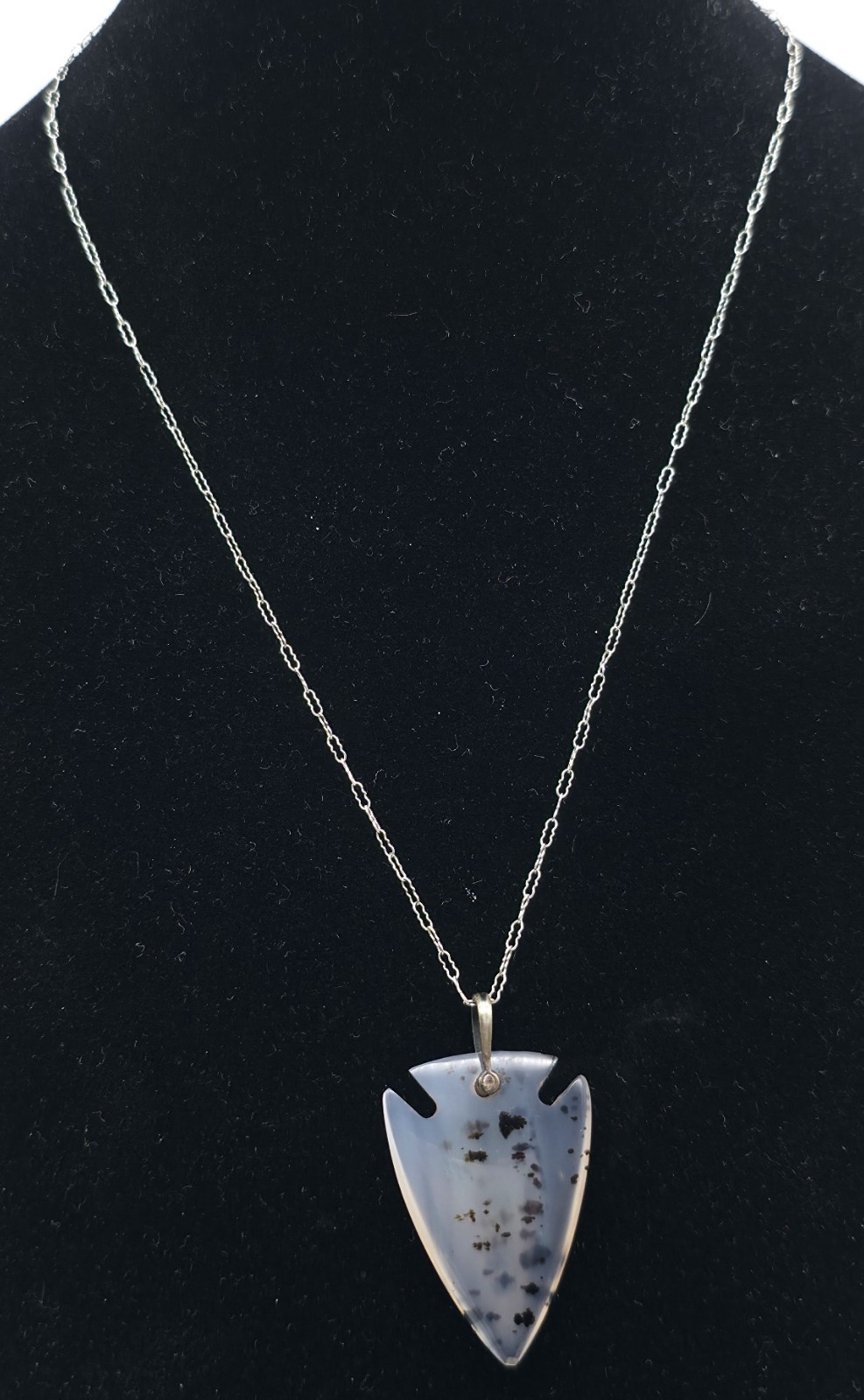 Arrowhead Shaped Pendant Translucent Agate w/ Den… - image 1