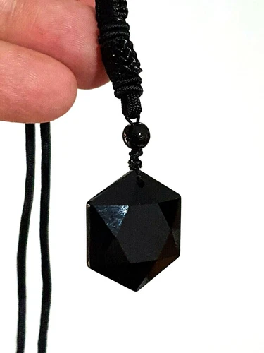 Obsidiana Colgante Estrella Collar Negro Hexagrama Piedras Preciosas... - Imagen 3 de 12
