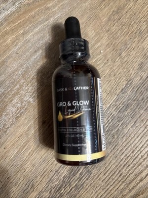 Bask & Lather Gro & Glow Hair Liquid Vitamin-Biotin/Collagen/MSM 2oz NEW/FS