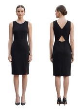 Ann Taylor Black Sleeveless Sheath Dress Cut Out Knee Length Size 4