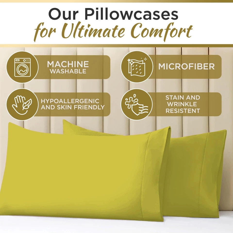 3 PC Yellow Twin XL 100% Microfiber Double Brushed Sheet Set 15 inch Deep Pocket - Image 3 of 4