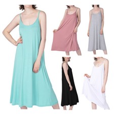 Women's Soft Cami Nightgown Scoop Neck Plus Size Stretch Sleeveless Sleep Dress