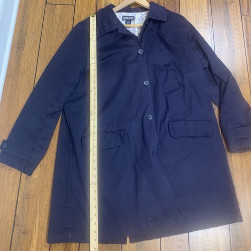 Lands End Raincoat Women’s 1x 16W-18W Navy Blue Trench Coat Lined Button Up - Picture 3 of 13