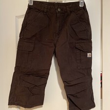 CARHARTT Girls Sz 12 Brown Cropped Pants Adjustable Waist Cargo