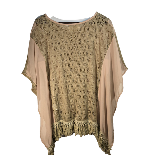 A'reve Open Knit Boho Poncho Womens Large - Picture 6 of 6