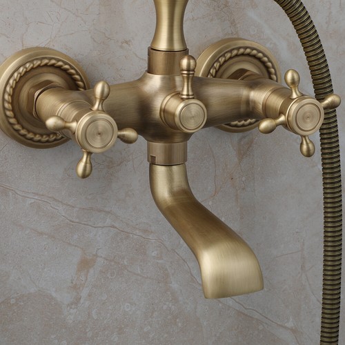 Wall Mount Antique Brass Telephone Bathtub Basin Sink Mixer Tap Waterfall Faucet - Picture 6 of 15