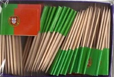 Box of 100 Portugal Toothpick Flags, 100 Mini Portuguese Flag Cupcake Picks