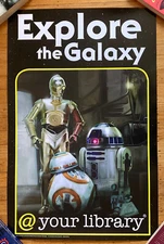 RARE 2015 "Explore the Galaxy" Library READ 22x34 Promo Poster Star Wars Droids