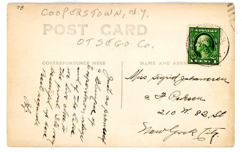Cooperstown NY - BIRDSEYE VIEW OF VILLAGE - RPPC Postcard Otsego County - Picture 2 of 2