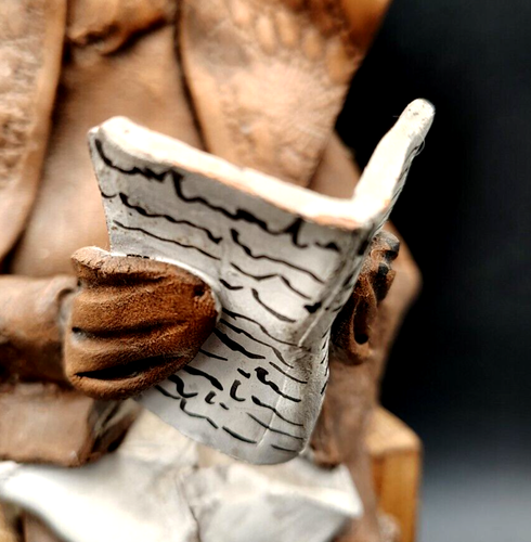 Vintage Hand Crafted Ceramic Seated Old Woman Sculpture w/Book "Cara Mamma" OOAK - Picture 4 of 14