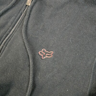 Fox Racing Hoodie Mens Small Black Red Full Zip Embroidered Logo