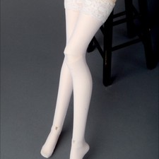  Dollmore Stockings Fit 16" Fashion Doll Size - Net Band Stocking White 