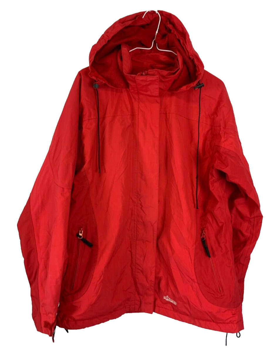 PORTWEST JACKET LARGE RED Windproof Water Resistant Breathable PU Coated  Hooded