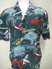 VTG Paradise Found Hawaiian Shirt Men’s M 100% Rayon vintage aircraft Mint! N74