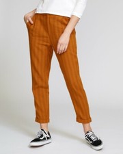 New NWT Women's RVCA Scout Striped Trouser Mid Rise Zip Button Fly Size 26