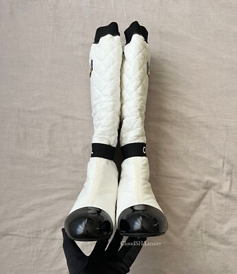 Auth Chanel 2 in 1 White CC Logo Boots G38428 - Size 38 | eBay