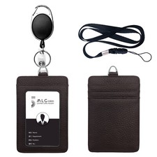 Porta insignia de identificación de trabajo de cuero para hombres y mujeres con cordones de clip (1 pieza)
