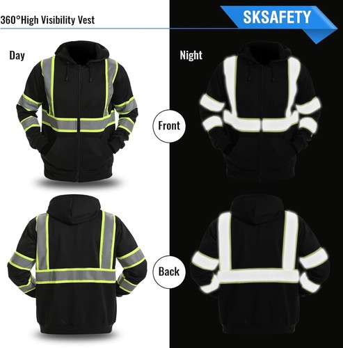 Durable Class 3 High-Visibility Hoodie with Pockets – Perfect for Work and Play - Picture 4 of 7