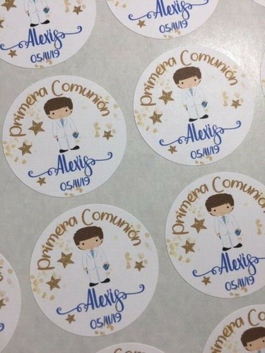 Sellos de sobre etiquetas adhesivas Mi Primera Comunión. Rosa/Dorado - Imagen 3 de 3