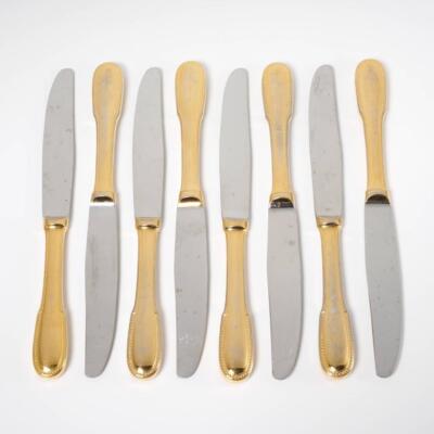 Georgian House Perles 18/10 Stainless France Goldplate Dinner Knives 8 pieces