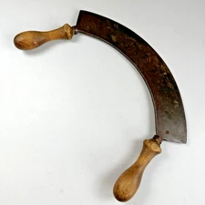 Antique Mezzaluna Rocking Chopper Knife Large 2 Handled 12.5"  German Primitive