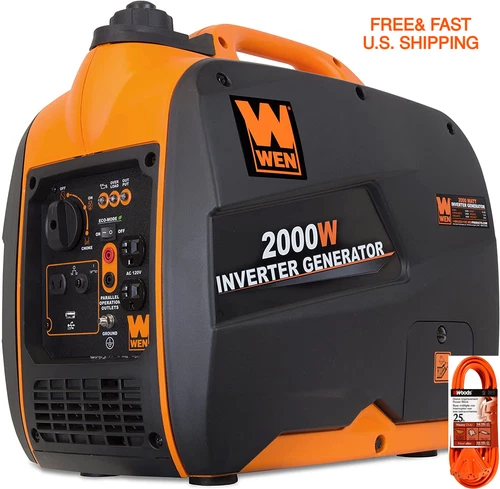 WEN 2000 WATT Portable Generator Ultra Quiet W/ 25ft. Cord 3 Way Tap PLUG & PLAY