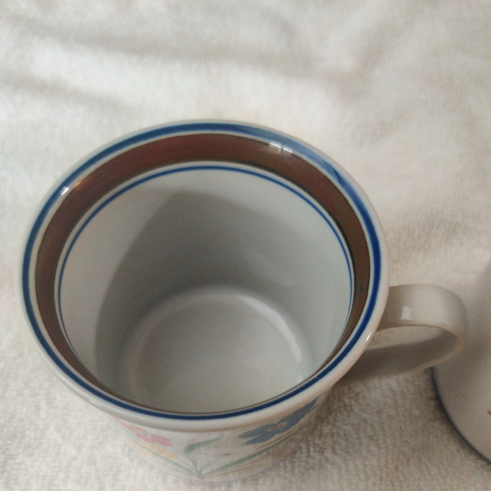2 Salem Stoneware Blue Brown Floral Cups eBay