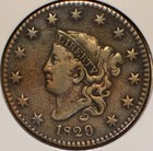 1829 Coronet Head Large Cent - Copper - Business Strike
