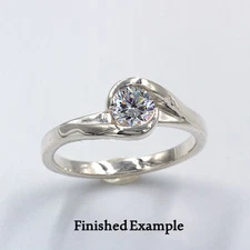 ( 4mm - 6mm )Round Sterling Semi Bezel Swirl Ring Mounting (Ring Size 5-11)