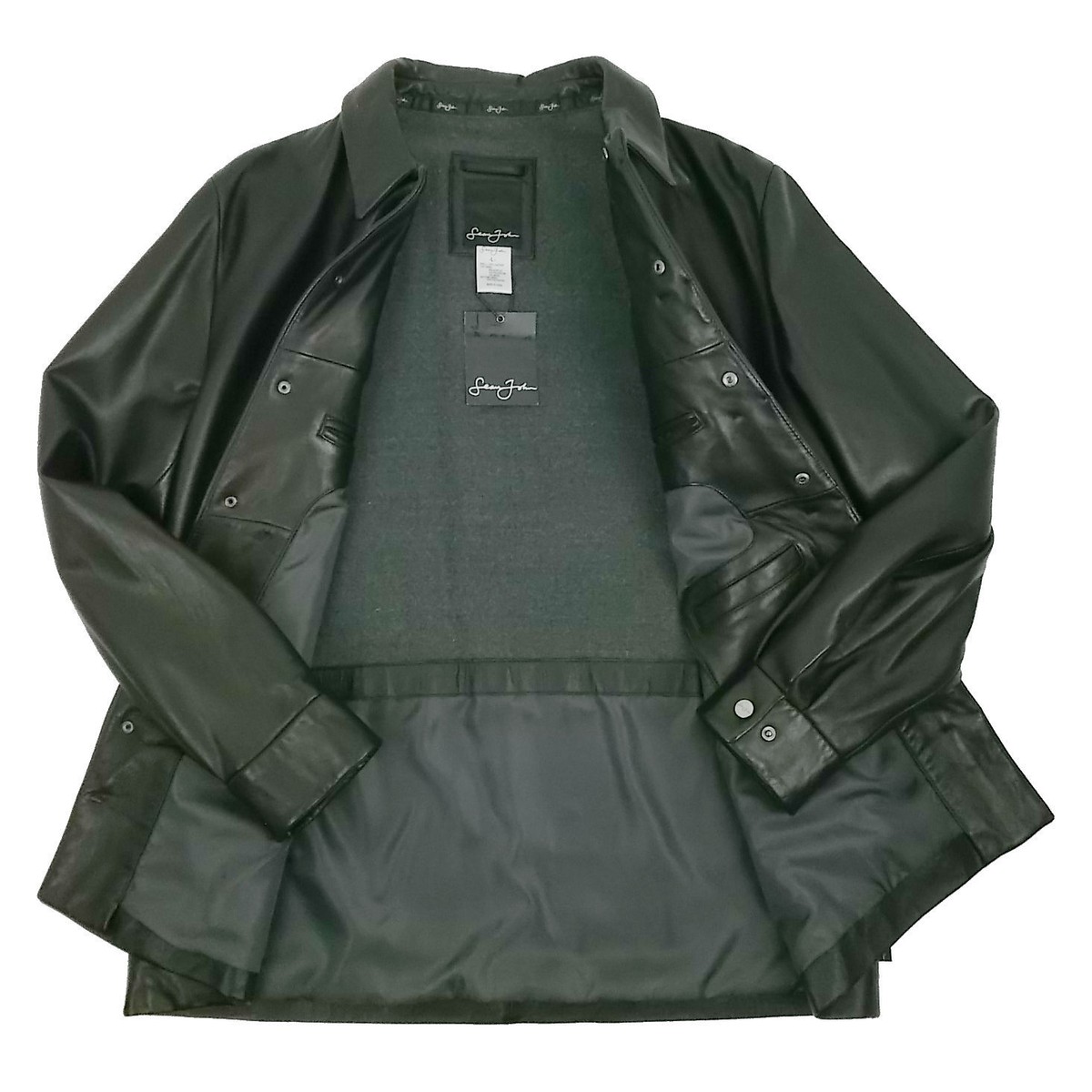 Sean John, Men 3/4 Length Leather Jacket Q18652, Size L Sean John, Men 3/4 Length Leather Jacket Q18652, Size L