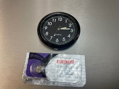 Mini Black Dial Car Clock, Stick-On Quartz Clocks, w a Spare Battery, New