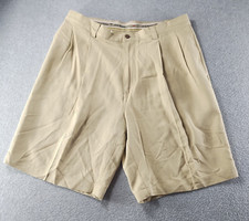 Tommy Bahama Men's Shorts Size 35 Beige 100 Silk Relaxed Fit Pleated 32x9 Chino
