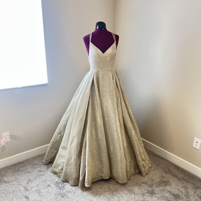 Sherri Hill Style 52364 Champagne Glitter Ball Gown Prom/ Pageant Dress Sz0  | eBay